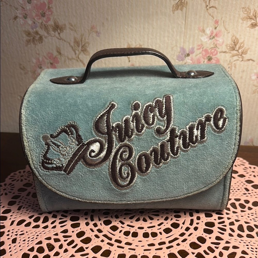 Juicy Couture Blue Cosmetic Bag Velour Y2K